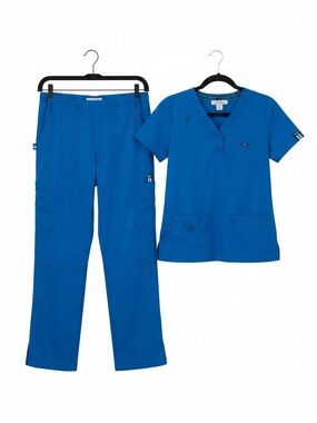 Koi stretch Royal Blue Straight Leg Scrub Pants (Medium) with Matching Small Top